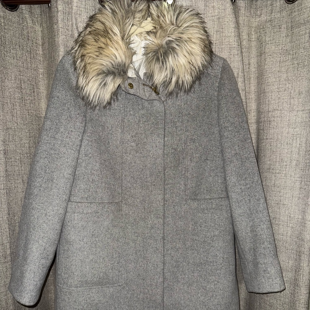 J Crew Factory Faux Fur Neckline Kids Size 14 Coat